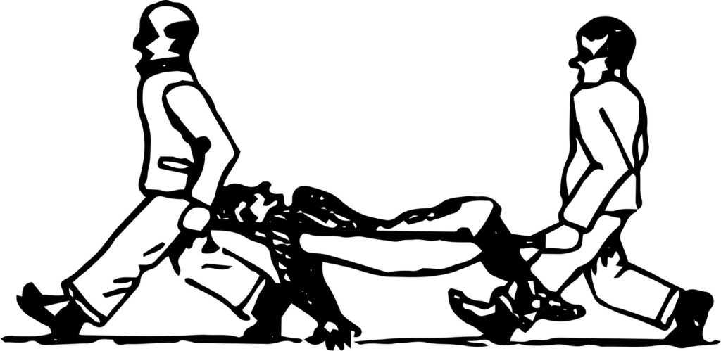 Evacuation and transport of a chemically contaminated victim in a surgical emergency